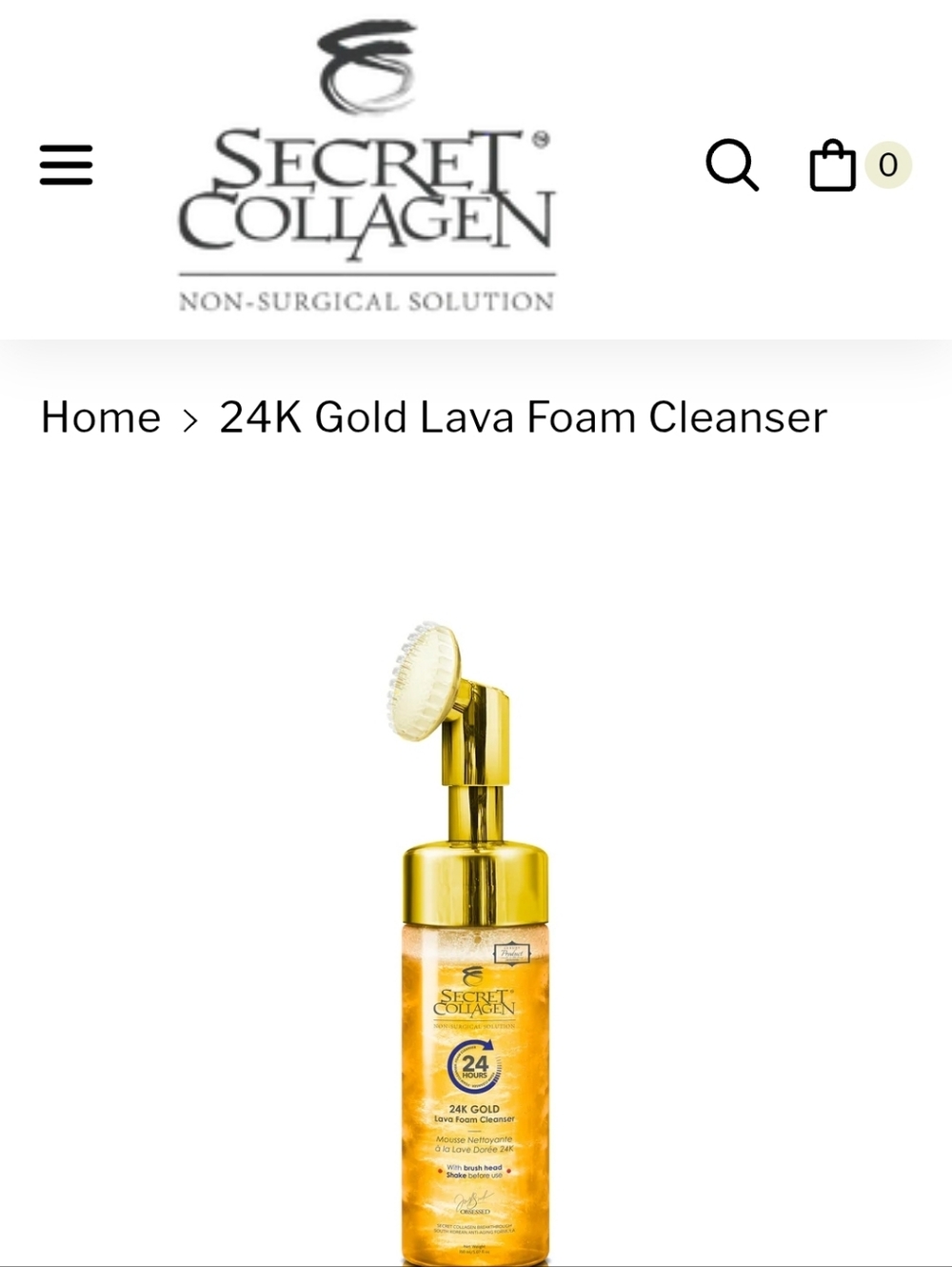 Secret Collagen -  24K Gold Lava Foam Cleanser - Golden
